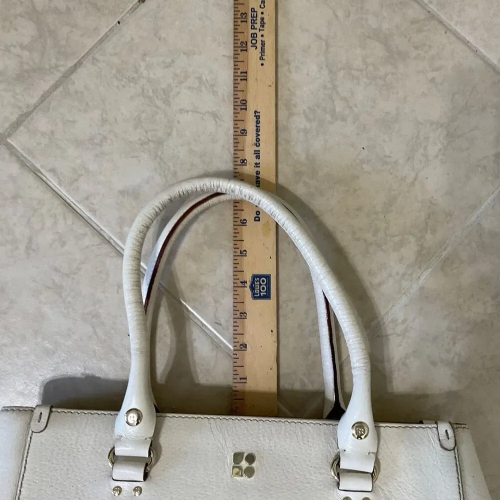 Kate Spade Leather Handbag/tote Ivory Triple compartment footed bag